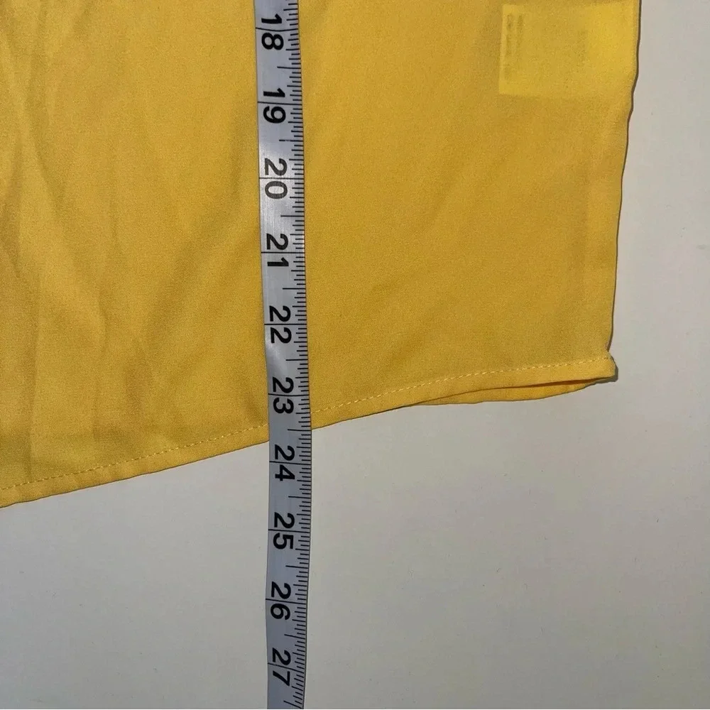 Shein Lemon Yellow Open Keyhole Tie Sleeve Blouse Medium Women’s